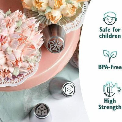 22Pc Russian Piping Flower Frosting Tips Nozzles Silicone Bag Decoration Scissor