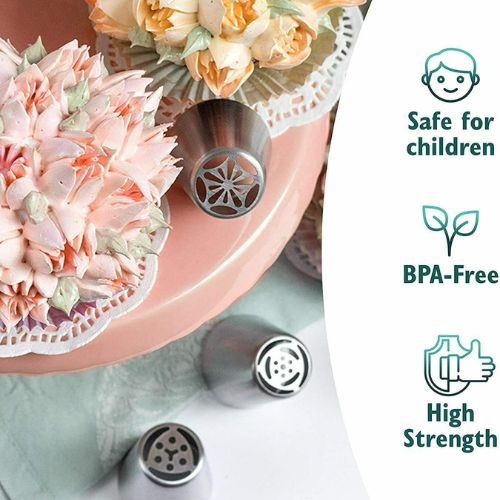 22Pc Russian Piping Flower Frosting Tips Nozzles Silicone Bag Decoration Scissor