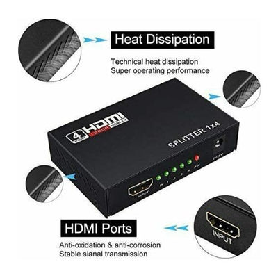 4-Port HDMI Splitter Hub Adapter Multi Display Duplicate Full HD 1080P 4K 2K 3D