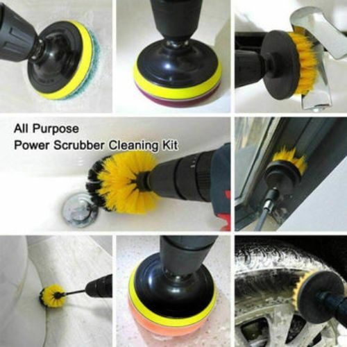 3Pcs Set Round Electric Drill Brush Rotary Tub Cleaning Tools Scrubber Floor Car