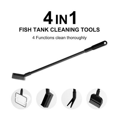 4 in 1 Aquarium Cleaning Tool Set Fish Tank Cleaner Brush Fish Net Plant Fork CA