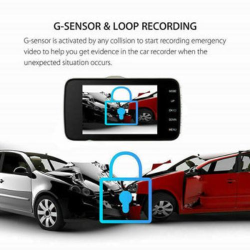 4" Dual Lens Car DVR Dashboard Camera Dash Cam 1080P Front and Rear 170°Recorder