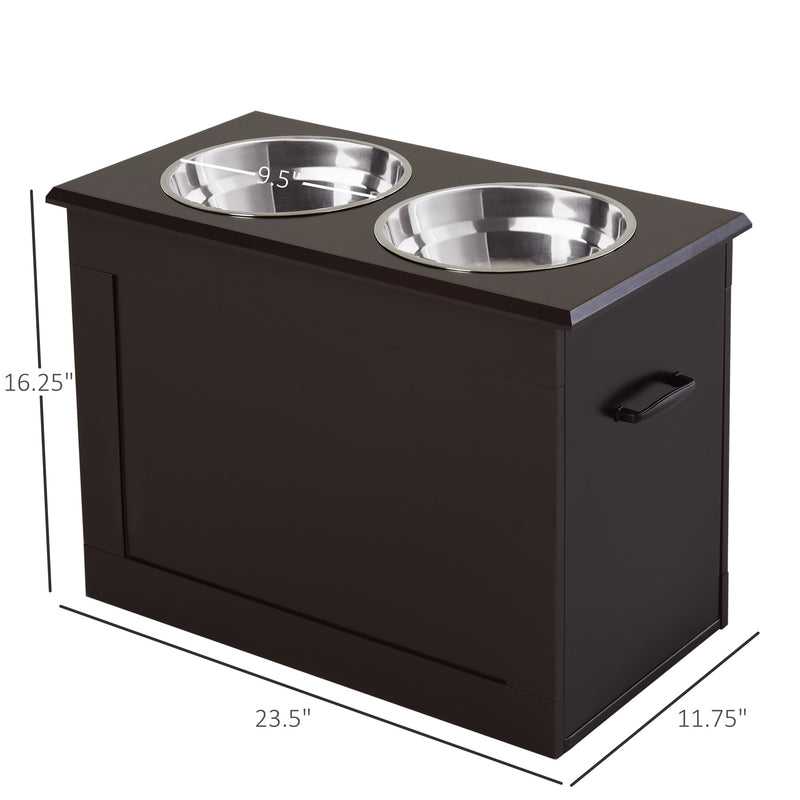 Raised Pet Bowls with Storage Function 2 Stainless Steel Dog Bowls Elevated Base