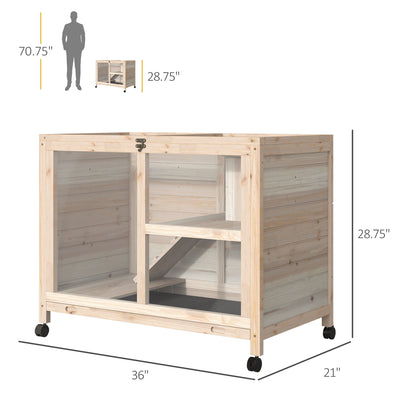 Small Rabbit Hutch Indoor, Split House Design, Bunny Cage, Bunny Hutch on Wheels