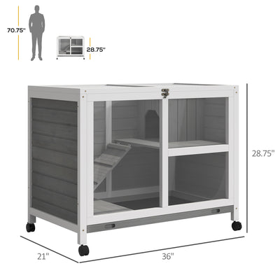 Small Rabbit Hutch Indoor, Split House Design, Bunny Cage, Bunny Hutch on Wheels