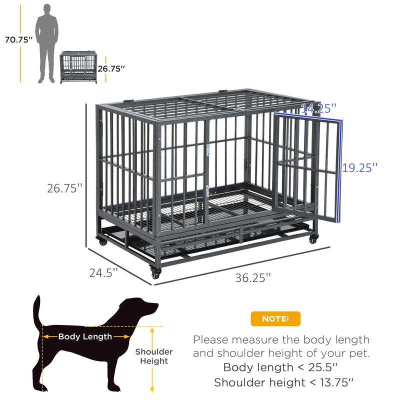 Heavy Duty Dog Pet Crate Kennel Cage Playpen Metal W/ Tray Castor
