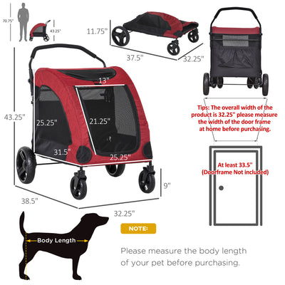 PawHut Pet Stroller Universal Wheel Medium Size Dogs