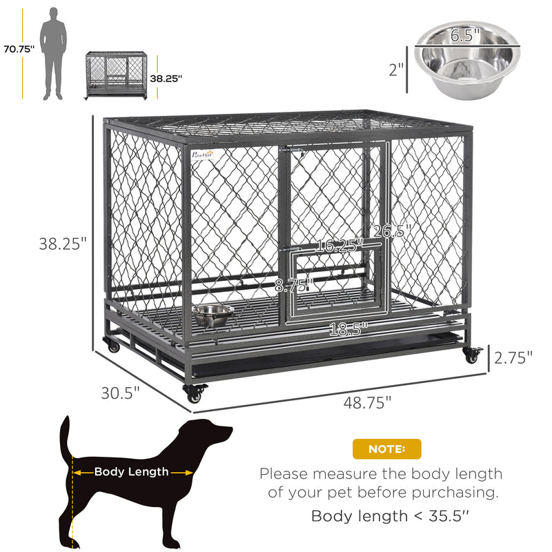 Steel Dog Kennel Collapsible with Easy-Open Top Hatch and Slide Out Tray, Black