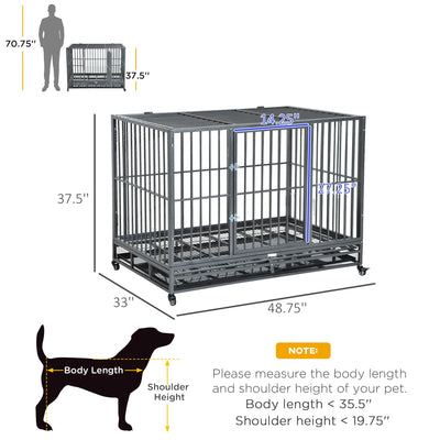 Heavy Duty Dog Pet Crate Kennel Cage Playpen Metal W/ Tray Castor