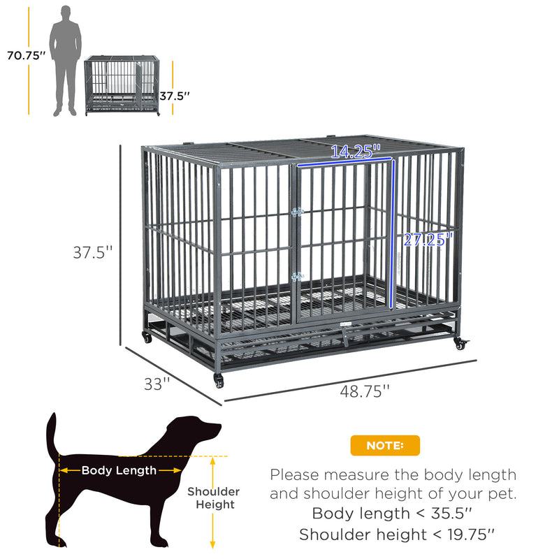 Heavy Duty Dog Pet Crate Kennel Cage Playpen Metal W/ Tray Castor