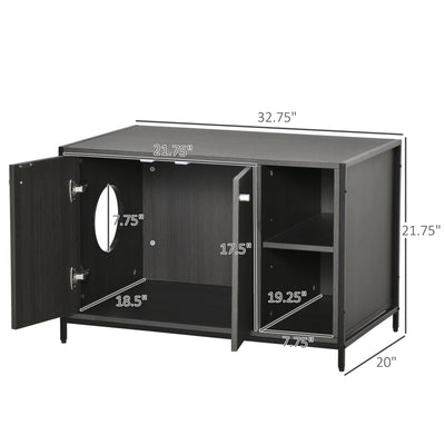 Cat Litter Box Enclosure Hidden Adjustable Cat Furniture with Damping Hinge