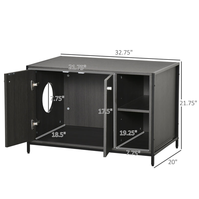 Cat Litter Box Enclosure Hidden Adjustable Cat Furniture with Damping Hinge