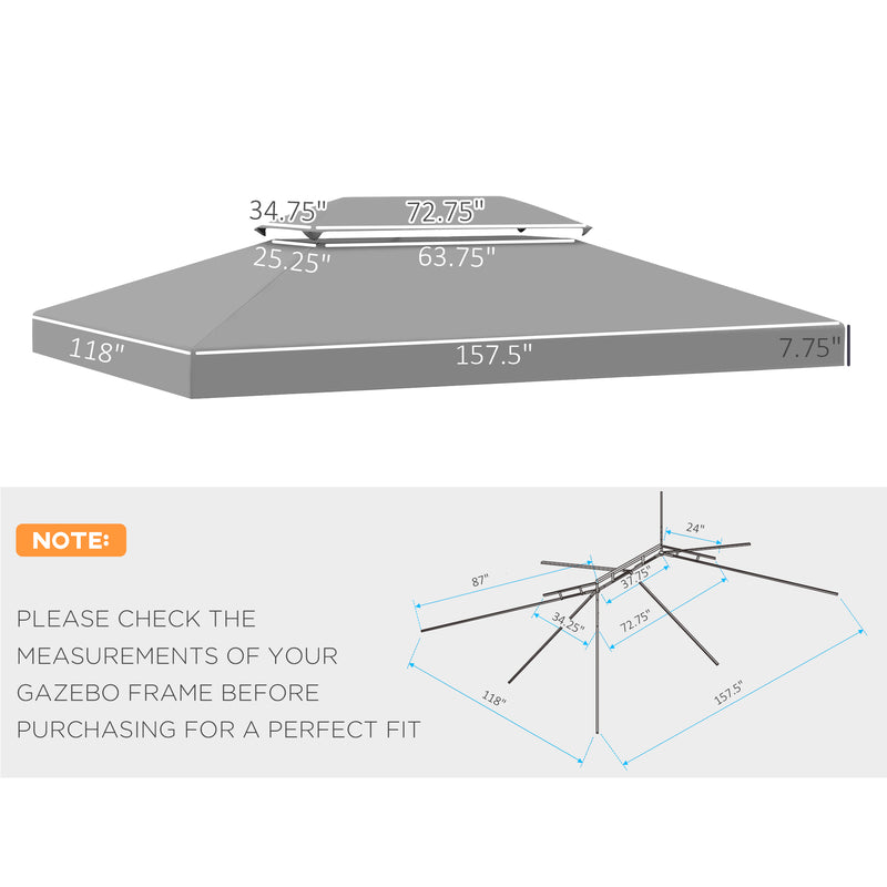 13&apos; x 10&apos; 2 Tier Gazebo Canopy Top Cover Replacement Garden Patio