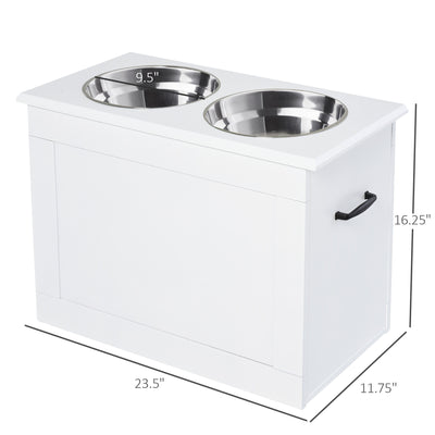 Raised Pet Bowls with Storage Function 2 Stainless Steel Dog Bowls Elevated Base