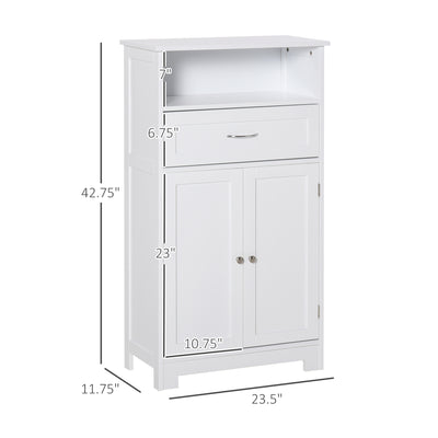 Modern Free Standing Bathroom Cabinet with Open Shelf and Wide Tabletop