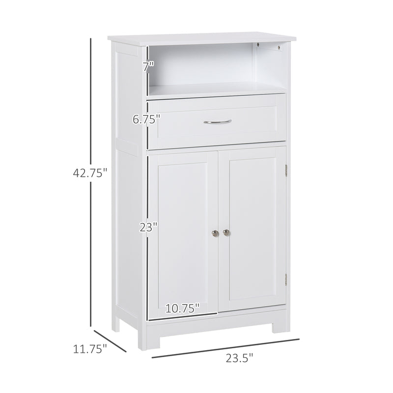Modern Free Standing Bathroom Cabinet with Open Shelf and Wide Tabletop