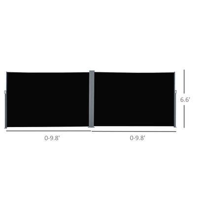 Retractable Double Side Awning Folding Privacy Screen Fence Sun Shade