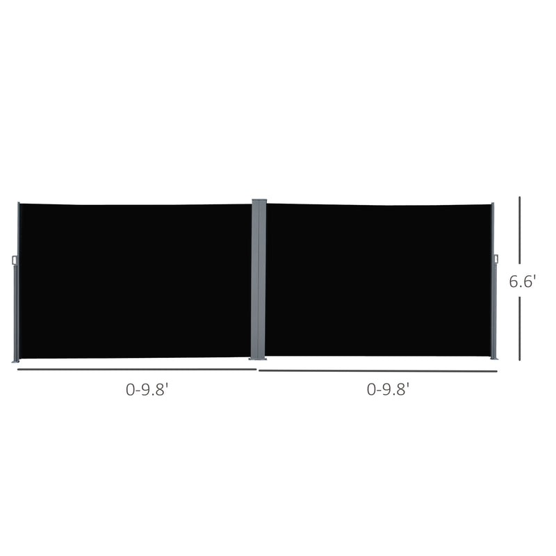 Retractable Double Side Awning Folding Privacy Screen Fence Sun Shade
