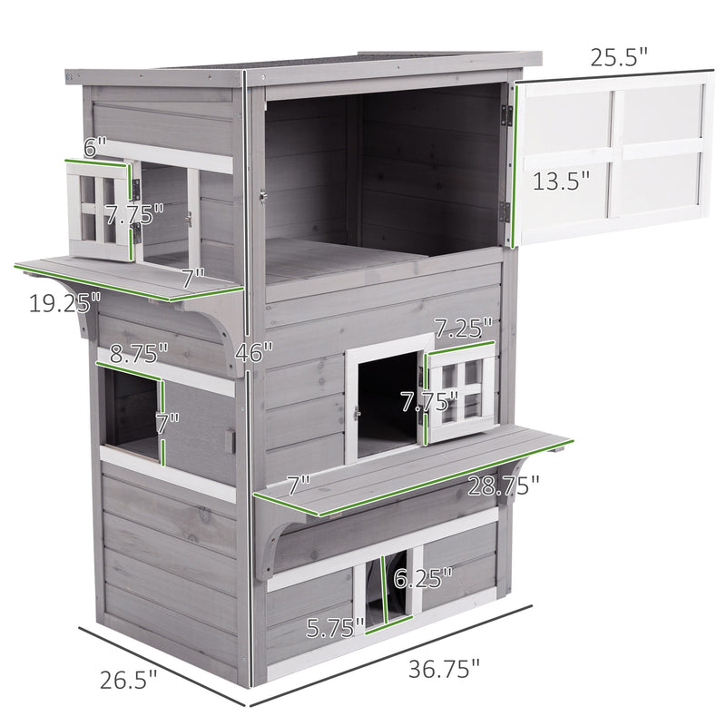 Feral Cat House Outdoor, 3-Tier Kitty Shelter, Weather Resistant, w/ Escape Door
