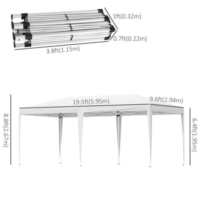 19&apos; x 10&apos; Outdoor Gazebo Pop Up Canopy Party Tent with Carrying Bag