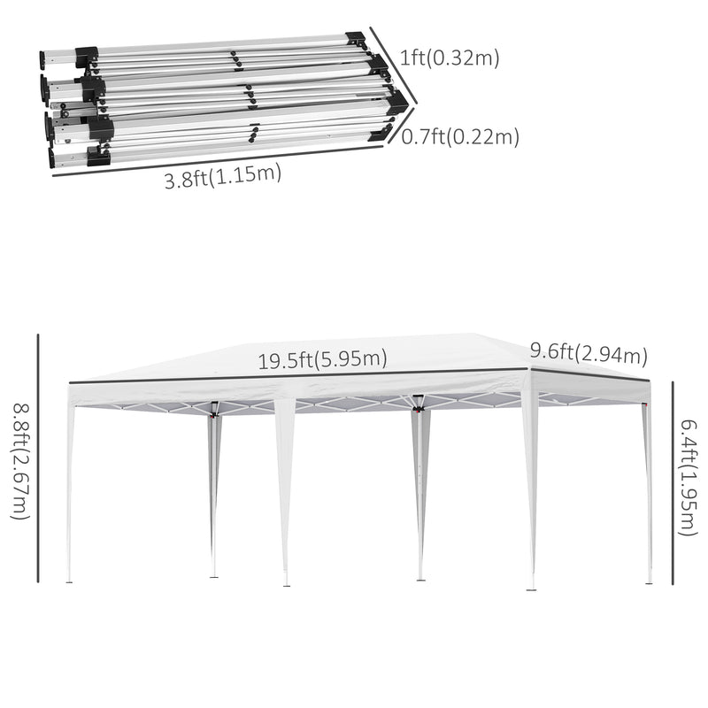 19&apos; x 10&apos; Outdoor Gazebo Pop Up Canopy Party Tent with Carrying Bag