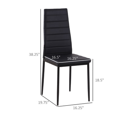 High Back Dining Chairs Upholstered PU Leather Accent Chairs Set of 4