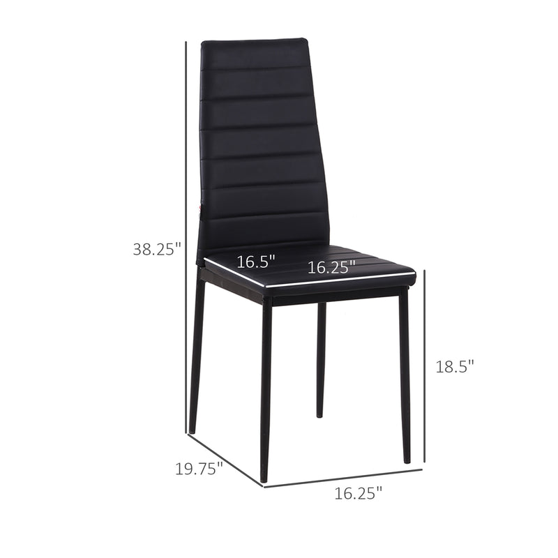 High Back Dining Chairs Upholstered PU Leather Accent Chairs Set of 4