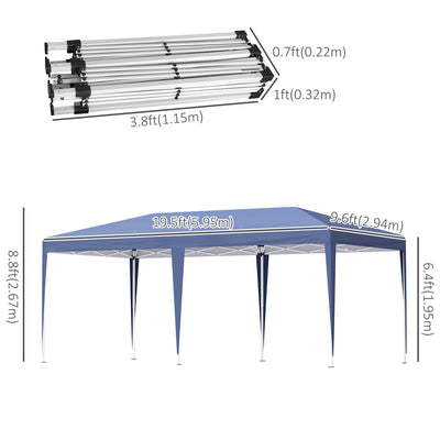 19&apos; x 10&apos; Outdoor Gazebo Pop Up Canopy Party Tent with Carrying Bag