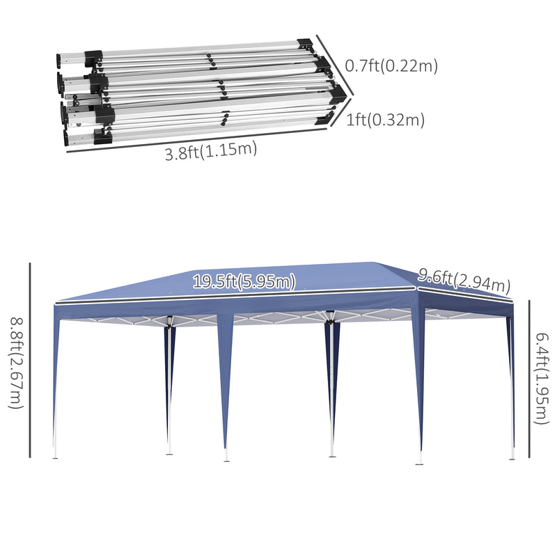 19&apos; x 10&apos; Outdoor Gazebo Pop Up Canopy Party Tent with Carrying Bag