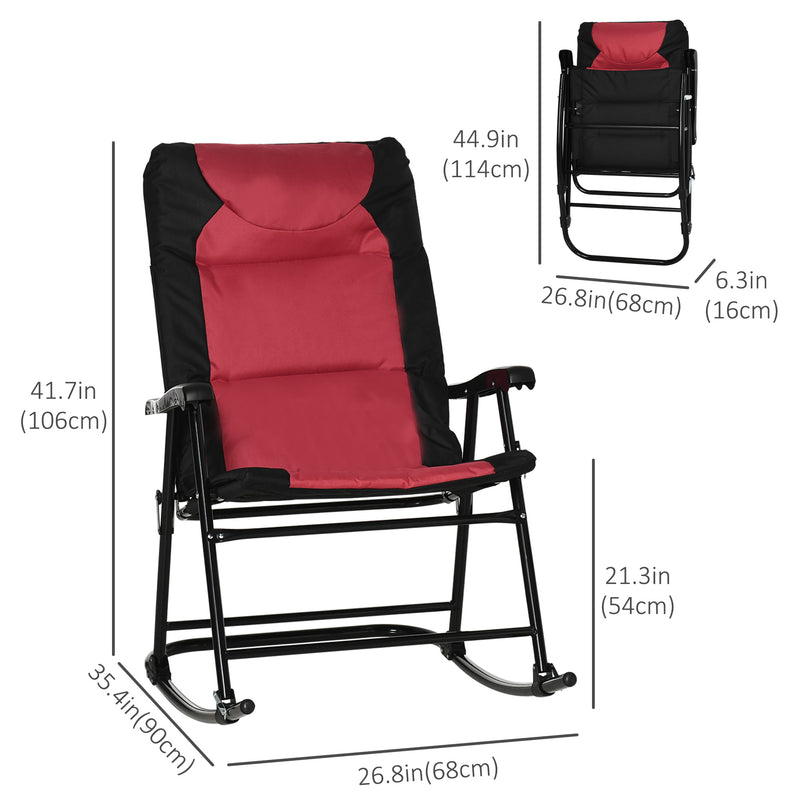 2PC Folding Outdoor Rocking Chair Table Set Oxford Garden Bistro Set