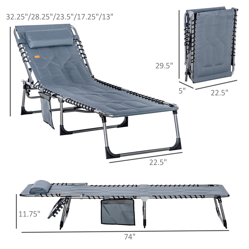Folding Chaise Lounge Chair Reclining Chair w/ Adjustable Backrest
