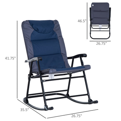 2PC Folding Outdoor Rocking Chair Table Set Oxford Garden Bistro Set