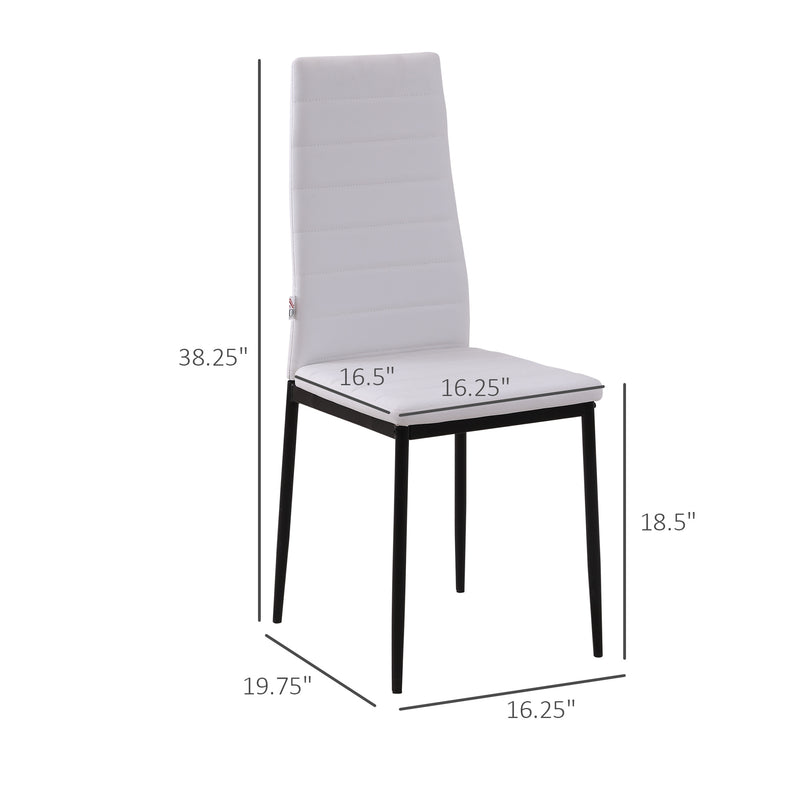 High Back Dining Chairs Upholstered PU Leather Accent Chairs Set of 4