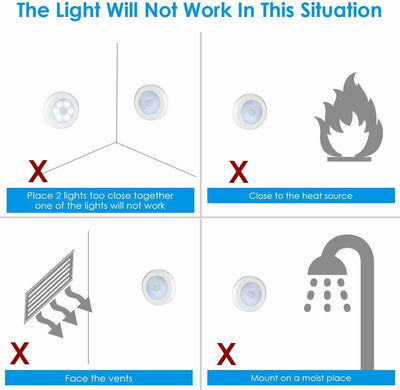 Super Bright LED Motion Sensor Lights Magnets Optional Sticky Pads Bathroom Hall