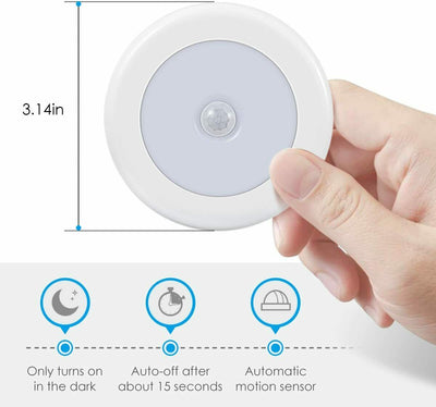 Super Bright LED Motion Sensor Lights Magnets Optional Sticky Pads Bathroom Hall