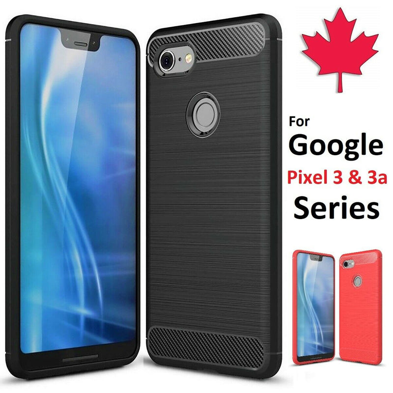 For Google Pixel 3 / XL & 3a / XL Case - Carbon Fiber Shockproof TPU Cover