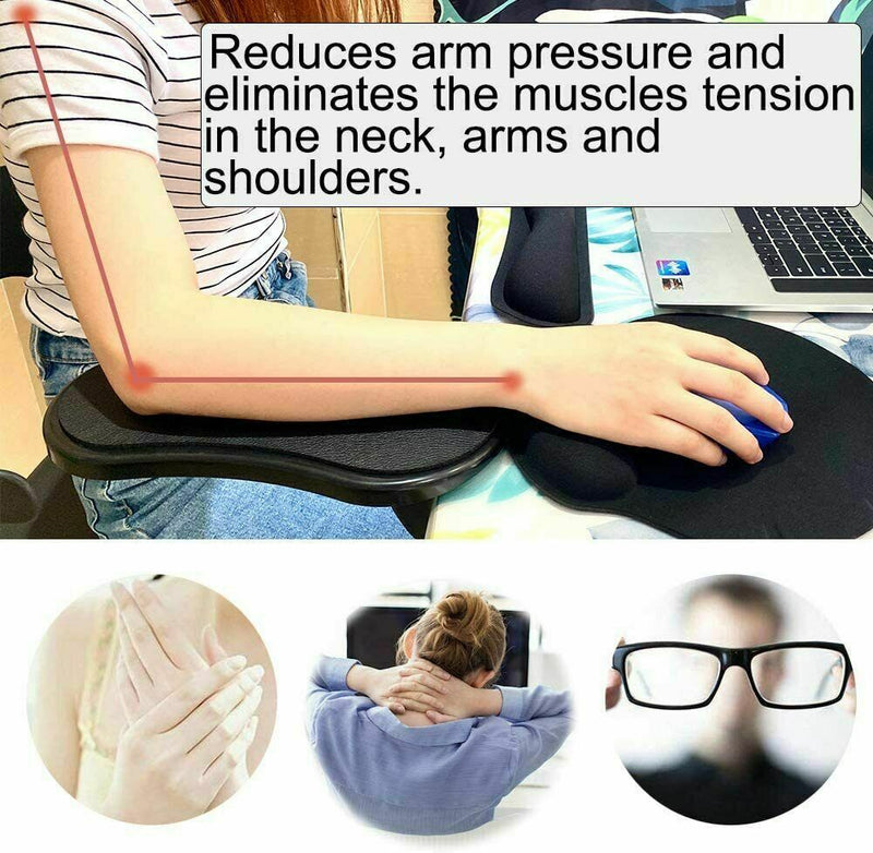 Computer Arm Rest for Desk and Chair Sturdy Mouse Arm Wrist Typing & Pain Relief