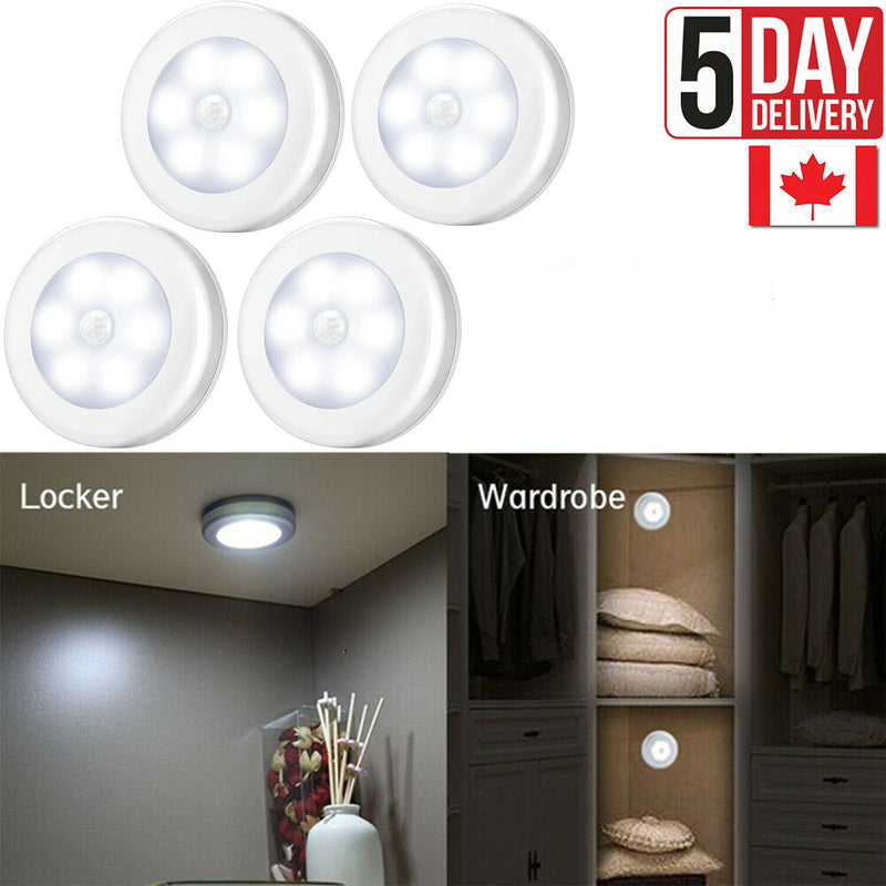 Super Bright LED Motion Sensor Lights Magnets Optional Sticky Pads Bathroom Hall