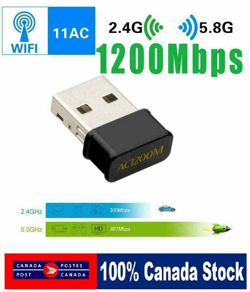 NEW 1200 Mbps Mini Wireless USB WiFi Receiver Adapter Wireless 2.4+5G Dual Band
