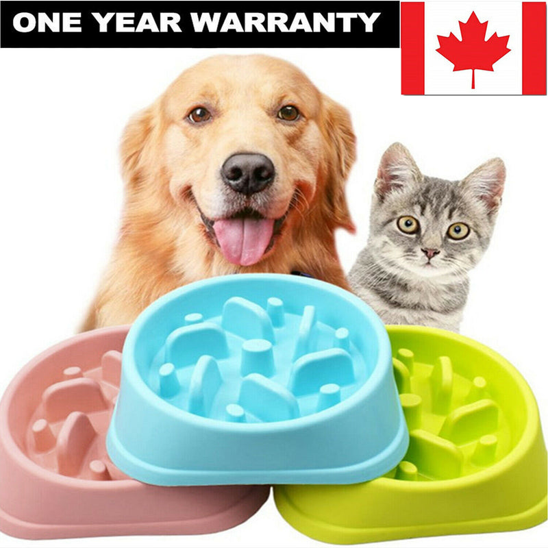 Pet Dog Cat Slow Food Healthy Anti Slip Gulp Feed Interactive Dish Bowl