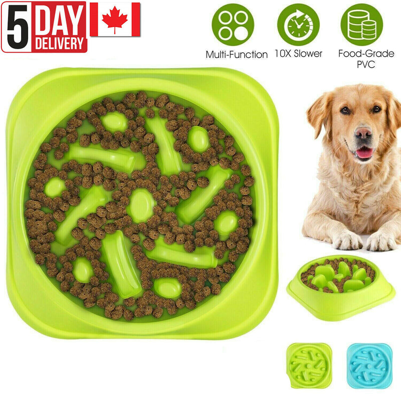Pet Dog Cat Slow Food Healthy Anti Slip Gulp Feed Interactive Travel Dish Bowl