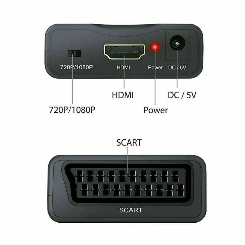 HDMI to Scart Adapter 1080P HD Video Audio Composite Converter USB Cable Cord