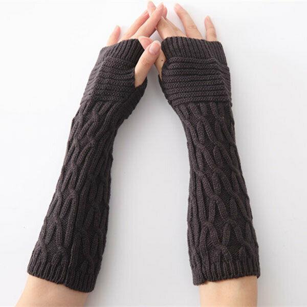 Women Arm Warmer Long Gloves Fashion Fingerless Gloves Solid Color Knit Gloves