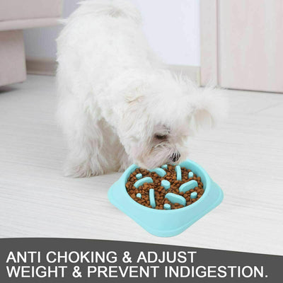 Pet Dog Cat Slow Food Healthy Anti Slip Gulp Feed Interactive Dish Bowl