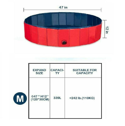 Portable Pet Folding Swimming Pool Dog Cat Washing Bath Tub Outdoor Water Pond