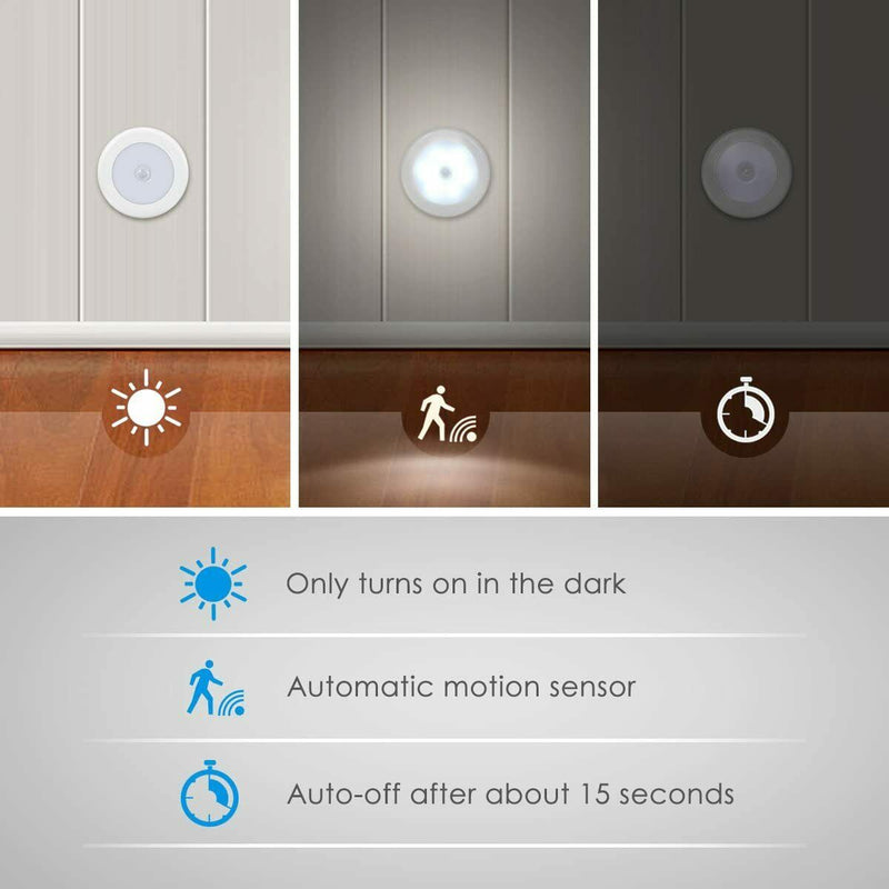 Super Bright LED Motion Sensor Lights Magnets Optional Sticky Pads Bathroom Hall