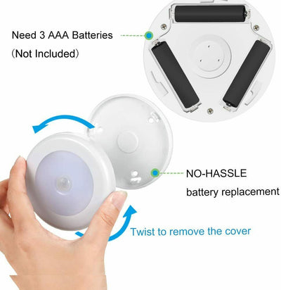 Super Bright LED Motion Sensor Lights Magnets Optional Sticky Pads Bathroom Hall