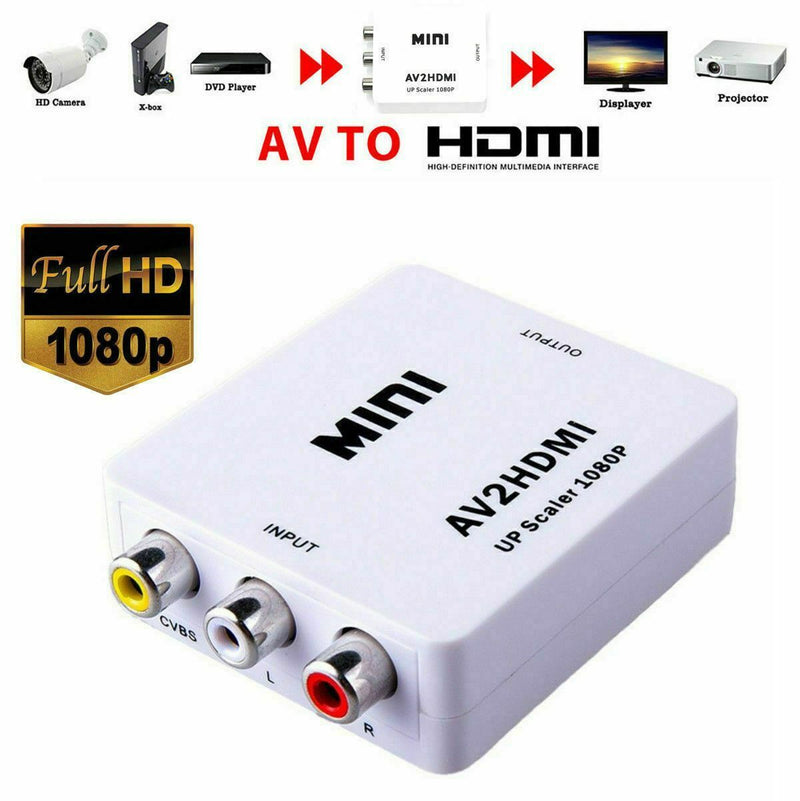 AV To HDMI Adapter Converter Video Audio Composite AV 720p 1080p Upscaler CVBS