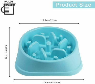 Pet Dog Cat Slow Food Healthy Anti Slip Gulp Feed Interactive Dish Bowl