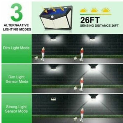 208LED Outdoor Solar Powered Lights PIR Motion Sensor Garden Security Wall Lamp